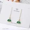 Candelier Dangle 925 Pendientes de plata esterlina Tassel Long Emerald Zircon para niñas Joyas de Jewelry