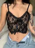 Heyoungirl Double Layer Black Mesh Sexy Crop Top Zipper Bow Bez Rękawów Cami Topy Tee Backless Spaghetti Strap Top Streetwear 220407