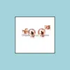 Stud Earrings sieraden 925 SIER GOUD GOT ​​Mode 6mm 8 mm Pearl/Bead/Ball For Women Men ED039 Drop Delivery 2021 6njix