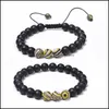 Bärade strängar FriendShhip 8mm Retro Matte Malachite Strand Black Stone Flätad Chakra Pärledarmband Set For Women Men Yog Baby DH4VH