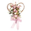 Ghirlande di fiori decorativi Ghirlanda da appendere al muro Ghirlanda con fiocco Fiore di garofano Cuore - Decorazione per matrimonio a casa per la festa della mamma rosa a forma di cuore