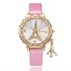 Armbandsur Ladies Watches Fashion Paris Eiffel Tower Women Faux Leather Quartz Relogio Feminino Reloje Mujer GiftWristwatches armbandsur