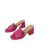 Neue Ankunft Frau Slipper Offene spitze Chunky High Heel Schuhe Frauen Marke Design Muller Schuhe größe 35-42
