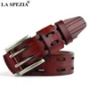 Ceintures SPEZIA ceinture en cuir faite à la main hommes Double boucle ardillon mâle bordeaux Vintage réel rétro concepteur haute qualitéceintures Fred22