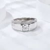 Herren-Moissanit-Ring, D-Farbe, S925-Sterlingsilber, Verlobungs- und Eheringe