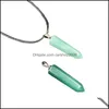 Pendant Necklaces Blue Purple Pink Stripe Agate Stone Hexagon Reiki Healing Crystal Cone Point Char Carshop2006 Dho4D