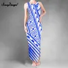 NoisyDesigns Sexig bodycon klänning för kvinnor dubbel slits väst polynesisk stam mönster röda klubb lady long vestidos sundress 220627