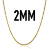 Chains 2mm Thin Mens Womens Stainless Steel Necklace Round Box Link Gold Color Unisex Chain Neck Jewelry Wholesale LKN385A