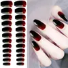 False Nails 24PCS/box Artificial With Glue Black-Red Gradients Wear Long Paragraph Fashion Manicure Patch Mails Press On Girl Prud22