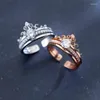 Anneaux de mariage Double couche Zircon couronne dames luxe Couple ensembles accessoires bijoux cadeaux de mariage Edwi22