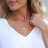 Colliers à pendentif Collier initial latéral Lettre surdimensionnée A C E I J K L M N O P Q R S T U V W X Y Z Bijoux en acier inoxydablePendentif PendaP