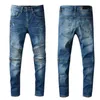 2022 Новые мужские расстроенные разорванные байкерские джинсы Slim Fit Motorcycle Biker Denim для мужчин модные хип -хоп джинсы хорошего качества