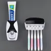Automatic Toothpaste Dispenser 5pcs Toothbrush Holder Squeezer Bathroom Shelves Bath Accessories Tooth Brush Wall Mount 220523