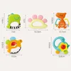 Infant Dinosaur Toys Baby Rattles Set Teether Hand Grab and Spin Shaker Teething Sensory Toy Newborn Babies Birthday Gifts for 3 6 9 12 Month Toddlers Boys Girls