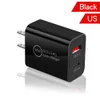 Carregador PD 12W 5V 2A UE EUA Reino Unido Adaptador de cabeça de carregamento padrão Tipo-c Carregamento USB PD Carga de viagem em casa