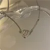 Hänge halsband vintage punk crystal love hjärthalsband zinklegering kedja kedja för kvinnor flicka y2k smycken charm choker elle22