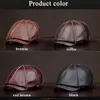 Bérets Arrivée 2022 Men / femme d'hiver en cuir authentique Black / Brown Cowboy Caps Qualité Cowhide Painter Chapeaux Street Casquetteberets