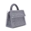 Akşam çantası lüks tasarımcı yün akrilik el çantası kadın marka el yapımı örgü püskül küçük omuz çantası Ladie Clear Woven Crossobody 220622