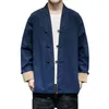 Trench de trincheira masculina estilo chinês masculino Hanfu Japanese Cardigan Coat Loose Kimono Men Outerwear Jacket M-5xlmen's Viol22