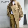 Jazzevar Spring Autumn Dames Fashion Street Oversized Xlong Outerwear Vrouw losse kleding Casual Khaki Trench Coat 220804