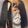 30 40 inç gevşek dalga 13x6 360 dantel ön insan saç perukları su kıvırcık frontal peruk siyah kadınlar için 220713