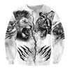 Men's Hoodies & Sweatshirts Tiger Lion Tattoo 3D Print Unisex Spring Hoodie Comfortable Zip Streetwear Sports Pullover Oversized Harajuku To