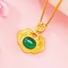 Necklaces Pendant For Women Imitation Jade 24K Gold Plated Lock Money Bag Party Inniversary Jewelry3351