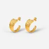 Hoop & Huggie Uworld Trendy 18K Ribbed Stainless Steel Earrings Women Fashion Jewelry Ins PVD Gold For GiftHoop HuggieHoop