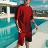 Summer 3D Mens Mens Tshirt مجموعة ألوان صلبة مع نقطة أسود غير رسمية بسيطة شورت قصير الأكمام 2 قطعة 220602