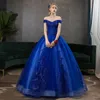 Elegant Royal Blue Puffy Evening Jurk met appliques 2022 Off schouders