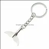 حلقات رئيسية للمجوهرات الأزياء العتيقة Sier Big Sea Animal Whale Tail Charms قلادة القلادة هدية للنساء للنساء محفظة سيارة 822 Drop Deli