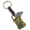 12 Constellation Vintage Braided Leather Keychain Cross-border Supply Alloy Key Pendant Pendant