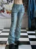 Jeans da donna Tawnie Printed Baggy Y2K Jeans Jeans da donna a vita bassa Autunno Inverno Oversi 220824