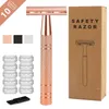 HAWARD Rose Gold Classic Double Edge Safety Razor For Mens Shaving&Womens Hair Removal 10 Shaving Blades Manual 220728
