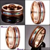 Wedding Rings Jewelry Engagement Anniversary Gift 8Mm Width 2.M Thick Plated Rose Gold Inlay Acacia And Abalone Shell Tungsten Steel Ring1 D