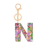 Keychains Fashion A-Z 26 Alphabet Colorful Love Heart Sequins Resin Keyring Women Handbag Charms Accessories Gift