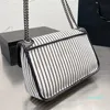 Designer Canvas Messenger Bag Épaule Messenger Bag Silver Chain Envelope Bag Black and White Stripes