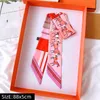 Luxury Silk Skinny Scarf 2021 Fashion Bag Handle Ribbon Ladies Horse Print Headband Small Hair Scarves Band Female