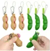 Key Chain Peanuts Infinite Squeeze Edamame Bean Pea met expressie hanger ornament Stress verlicht speelgoed voor kinderen volwassenen