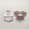 Ensembles de vêtements bébé mignon dessin animé ours garçons vêtements ensemble été enfants chemise à manches courtes pantalon costume coton enfant en bas âge T-shirt salopette vêtements