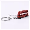 Keychains 패션 액세서리 런던 레드 버스 메일 박스 키 홀더 펜던트 키 체인 기념품 남성용 보석 보석 링키 체인 드롭 드