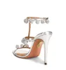 Женские римские сандалии на шпильке, сандалии Aquazzura, кожаные туфли Cha Cha, туфли на высоком каблуке, в форме стразов и с ремешком, летние свадебные модельные туфли