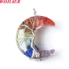 Pendentif arbre de vie en pierre naturelle, lune, cristal artisanal, cadeau, puce, bijoux, accessoires BO980