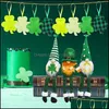 Festdekorationshändelse levererar festlig hem trädgård irländsk dagar dekor patricks dag docka ansiktslösa äldre gröna klöverdockor heliga gåvor rrb