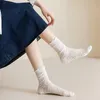 Lolita Ruffle High Ankle Socks Bubble Chunky Slouch JK 유니폼 스크런치 스타킹 미드 튜브 일본 애니메이션 코스프레 검은 흰색