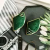 Clip-on & Screw Back Green Colors Earring Styles Geometric Alloy Enamel Resin Clip Fan Flower Heart Round JewelryClip-on