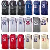 Basketball-Trikot mit Siebdruck, Tobias Harris, 12 Joel Embiid, 21 Ben Simmons, 25 Seth Curry, 31 Shake Milton, 18 Furkan Korkmaz, 30, Blau, Weiß, Schwarz, Beige, Herren, Kinder, Damen