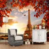 Papel de Parede Otoño Torre Eiffel Paris Foto de la foto 3d papel tapiz Sofá Dormitorio Dormitorio Papeles de pared Decoración para el hogar Mural