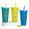 5pcs/set 710ml magic color changing water cup fashion mathible till a lease plastic degating bottion with lid/straw