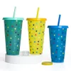 5pcs/set 710ml Magic Color Changing Water Cup Fashion Portable Reusable Plastic Temperature Discoloration Water Bottle With Lid/Straw